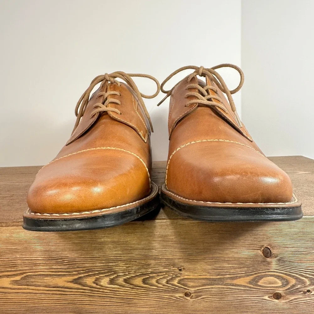 Sandro Moscoloni Bryan Leather Oxford Dress Shoes Mens 14M Tan Cap Toe Old Money